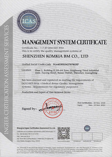 ISO 13485 certificate