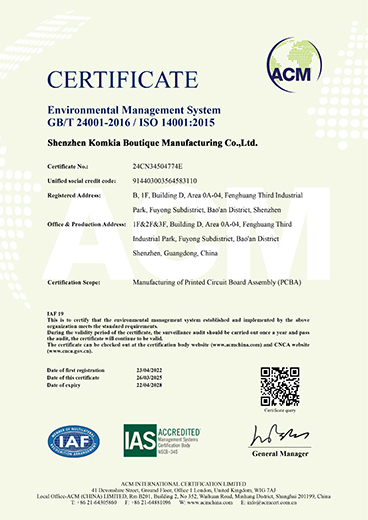ISO 14001 certificate